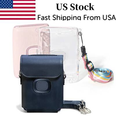 US For Fujifilm Instax Mini Link 2 Camera Camera Bag+Clear Case + Shoulder Strap