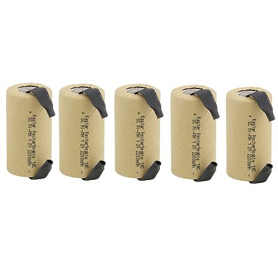Kastar 5 Packs Sub C 2200mAh Ni-CD Flat Top Rechargeable Battery (With Tabs)