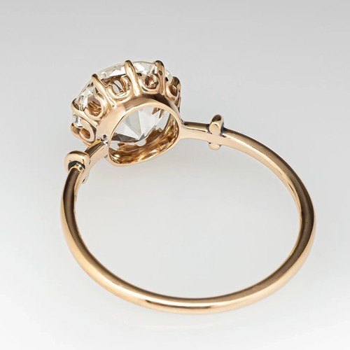 2.00 Ct Round Cut Old European Solitaire Engagement Ring 14k Yellow Gold Plated - Picture 4 of 10