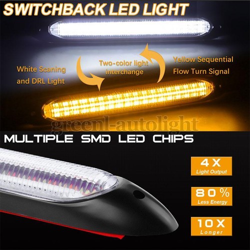2X 6" DRL LED tira de faros luz de funcionamiento diurno lámpara de señal de giro secuencial - Imagen 3 de 10