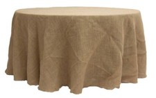 120" ROUND Natural BURLAP TABLECLOTH Table Cover Wedding Party Catering