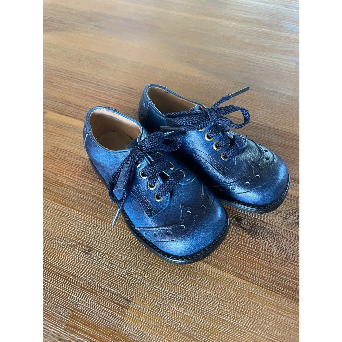 Vintage Child Life Navy Leather Saddle Shoes Size 7.5