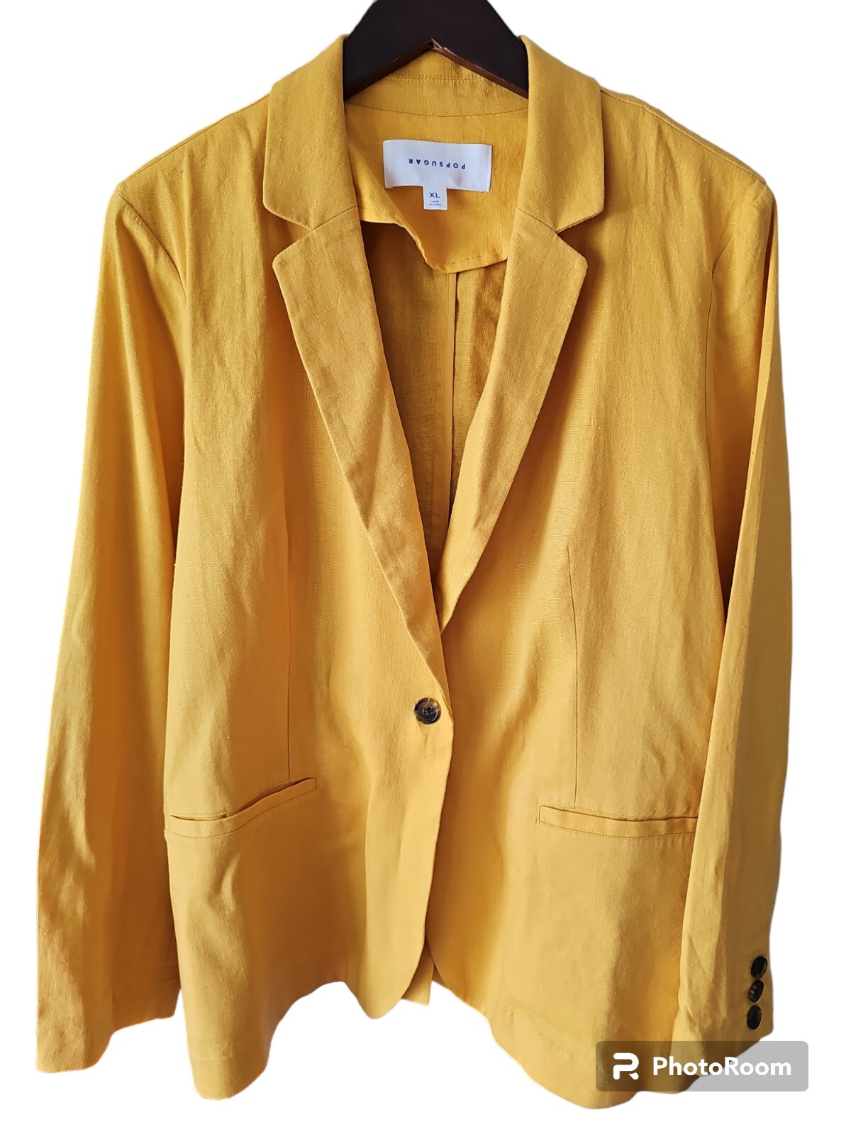 PopSugar Woman's Solid Yellow Blazer Single Butto… - image 1