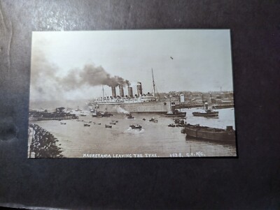 Mint England Ship PPC Postcard RMS Mauretania Leaving the Tyne