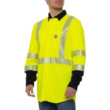 Carhartt Mens FR Flame Resistant Hi Viz Yellow Reflective Shirt MED TALL NEW