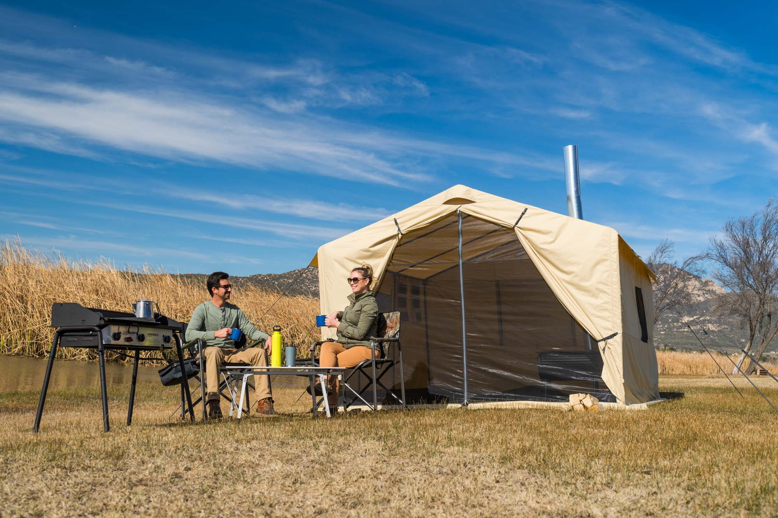 1-Room 6-Person North Fork 12u0026#039; X 10u0026#039; Outdoor Wall Tent with Stove  Jack | eBay