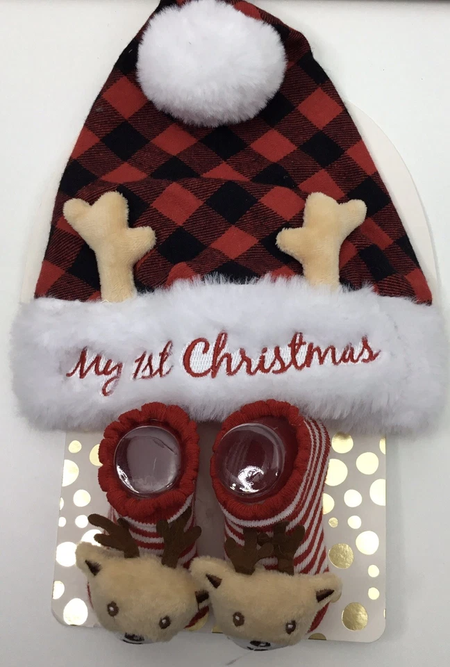 JUEGO DE SOMBRERO Y BOTÍN INFANTIL "MI PRIMERA NAVIDAD" DE "Little Me Nuevo Foto 2 de 4