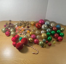 Vtg Christmas Ornaments Various Shapes Colors Mercury Glass Etc Lg Mixed Lot USA
