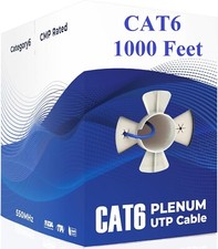 CAT6 Plenum Ethernet Cable Blue 1000FT CMP , 23AWG 550MHz UTP DTX 1800 Test
