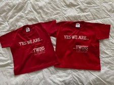 Yes We Are TWINS  Red with white writing XS Child 2-4 two shirts included 