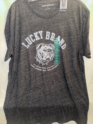 Lucky Gray Bulldog Short Sleeve T-Shirt LA CA Men s Size L NWT CHARITY