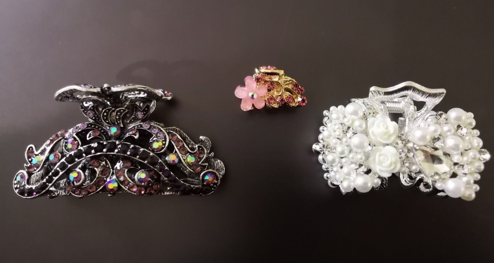 3 Stylish Hair Claws Hair Clips Set Party Wear