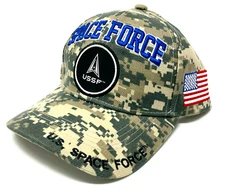 CAMO UNITED STATES SPACE FORCE TEXT LOGO US USA FLAG CAMOUFLAGE USSF HAT CAP NWT