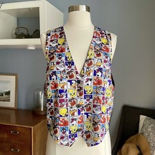 Vtg 1994 Looney Tunes Button Front Vest Youth One Size 90s NWT