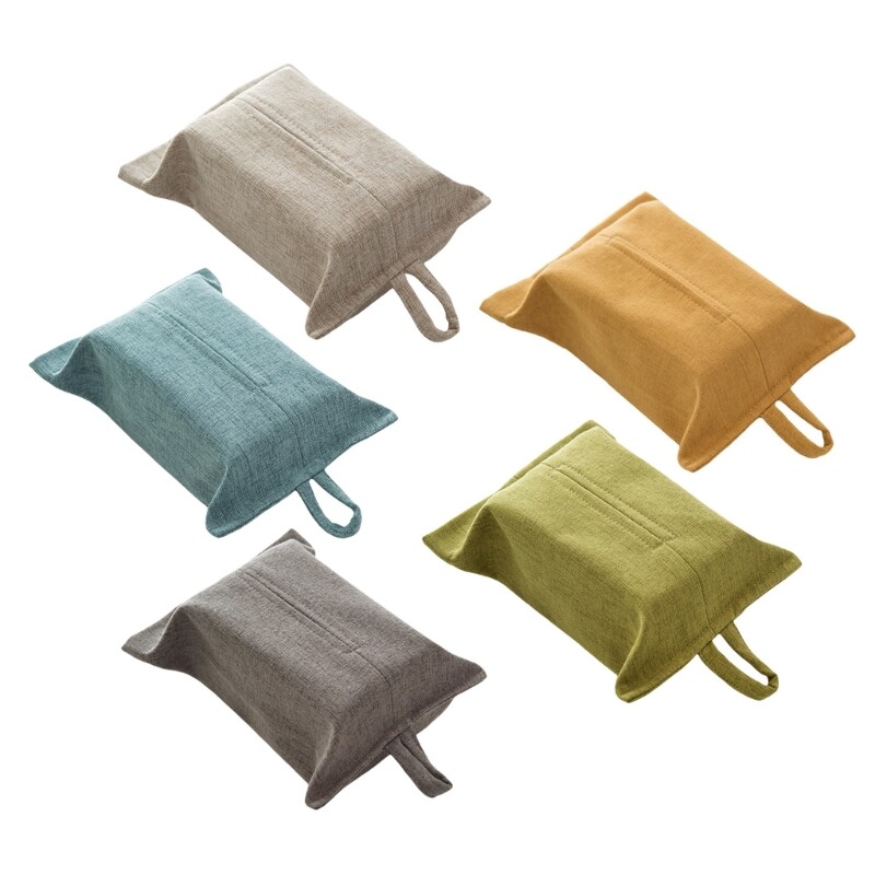 Elegant Fabric Tissue Box Cover with Hanging Rope Napkin Paper Holder for Home