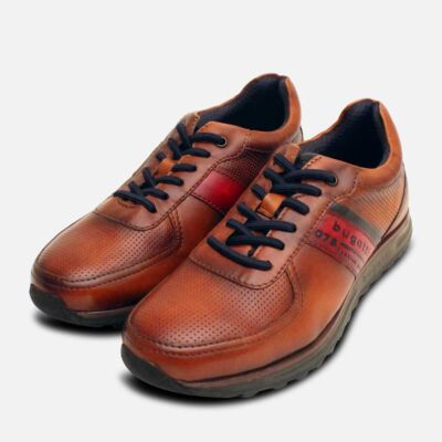 Designer Bugatti Tan Leather Mens Training Shoes UK