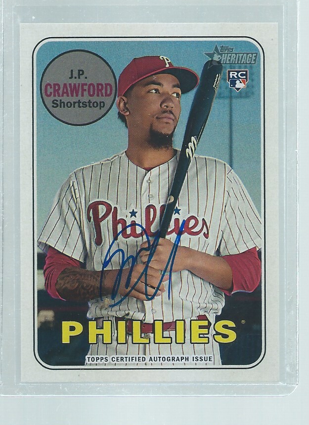 JP CRAWFORD 2018 TOPPS HERITAGE REAL ONE ON CARD AUTO ROOKIE RC