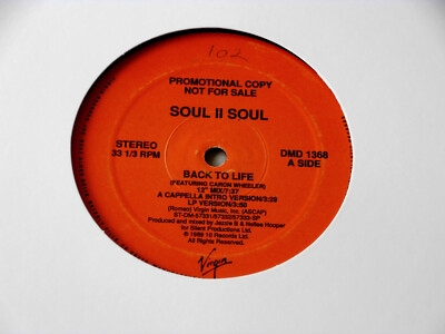 12'' SOUL~SOUL II SOUL~ BACK TO LIFE~ RARE PROMO~ VG++~VIRGIN