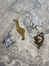 Set Of 4 Vintage Burwood Products Jungle Safari Zoo Animals Wall Art Plaque