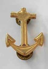 Vintage Gold Tone Navy Anchor Lapel Pin G23-N Military Badge