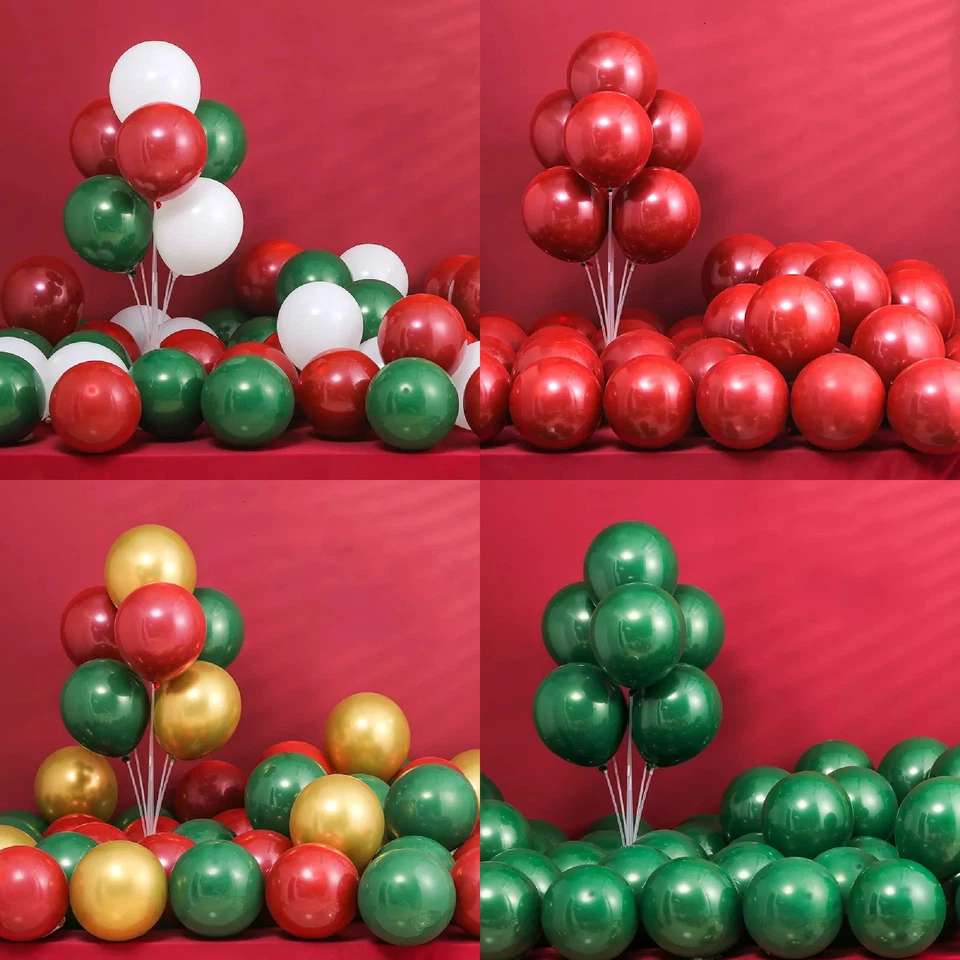 Balões lisos vermelhos e verdes balões de feliz Natal 12" hélio látex festa de Natal - Imagem 2 de 4