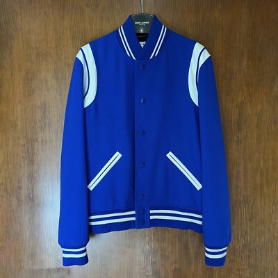 SAINTLAURENT テディ ジャケット 48 ブルー Saint Laurent Teddy In