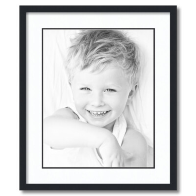 ArtToFrames Matted 20x24 Black Picture Frame with 2'' Double Mat, 16x20 Opening