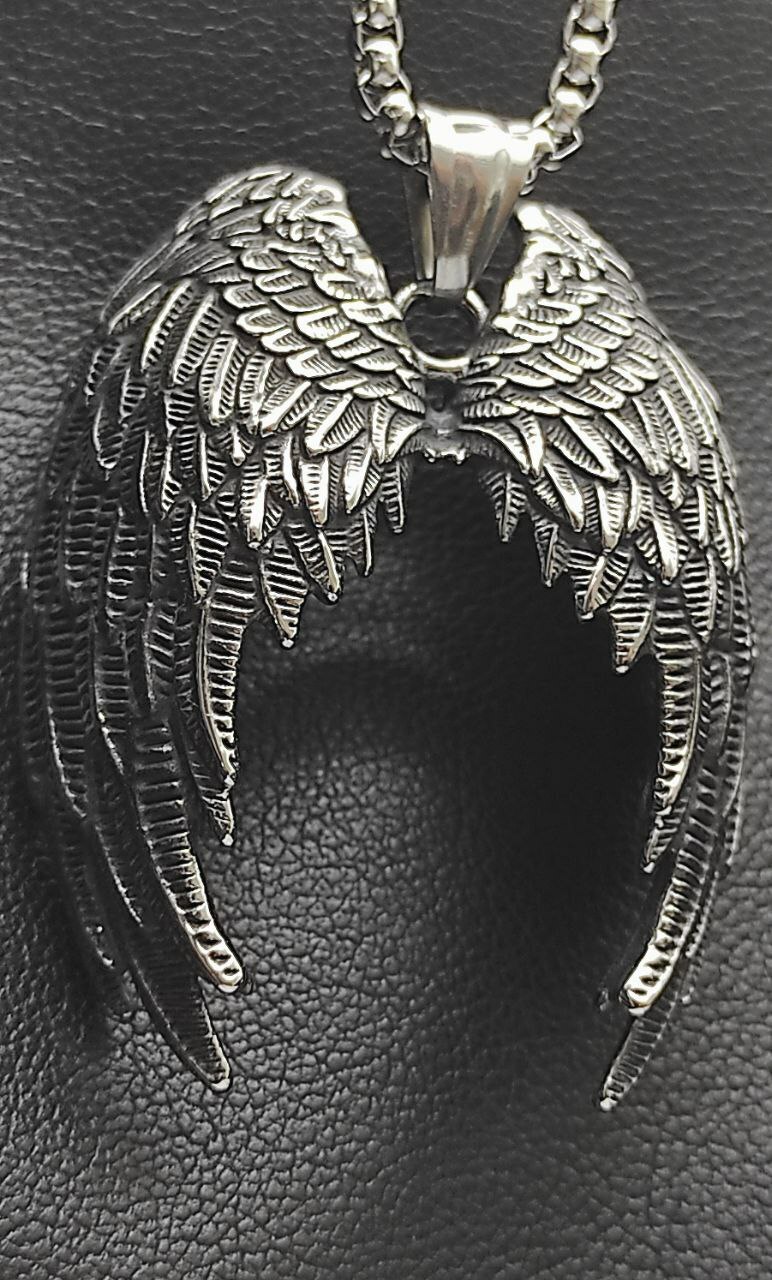 Engel Flügeln Anhänger Edelstahl Kette Schutz Symbol Glaube Religion Biker 130B