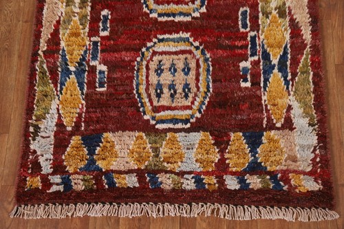 Soft Plush Wool Geometric Moroccan Tribal 10 ft Runner Rug Hand-knotted 3x10 - Picture 5 of 12