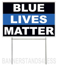 18x12 Inch BLUE LIVES MATTER Yard Sign with Stake - kb1s