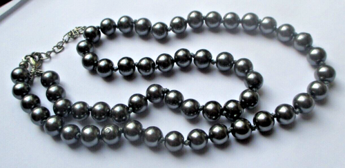 Collier Perles Agatha Vintage - Perles Nacrées Blanc-gris, Réglable, Résine, Occasion