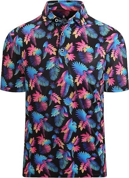 NEW Men Sz 2X Colorful Stretchy Moisture Wicking Athletic Performance Polo Shirt - Image 2 of 3