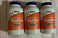 3 NOW Foods Double Strength Taurine 1,000 mg 250 VegCaps Exp 04/28