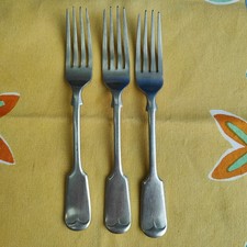 3 x Antique Nevada Silver D&A Daniel & After Dinner Forks 19.5cm Fiddle