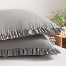 Ruffled Pillow Shams Standard 20x26 Set of 2 Brushed Microfiber Pillowcases with
