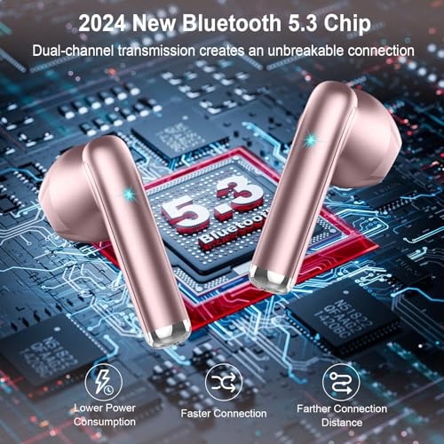 Auriculares Inalámbricos Bluetooth Hi-Fi Estéreo, 2024 Auriculares con 4 Micrófonos ENC... - Imagen 2 de 12