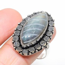 Natural Labradorite Gemstone 925 Sterling Silver Jewelry Ring Size 10" US