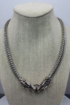 John Hardy Naga Double Dragon Sterlingsilber 18'' Halskette mit Saphiraugen