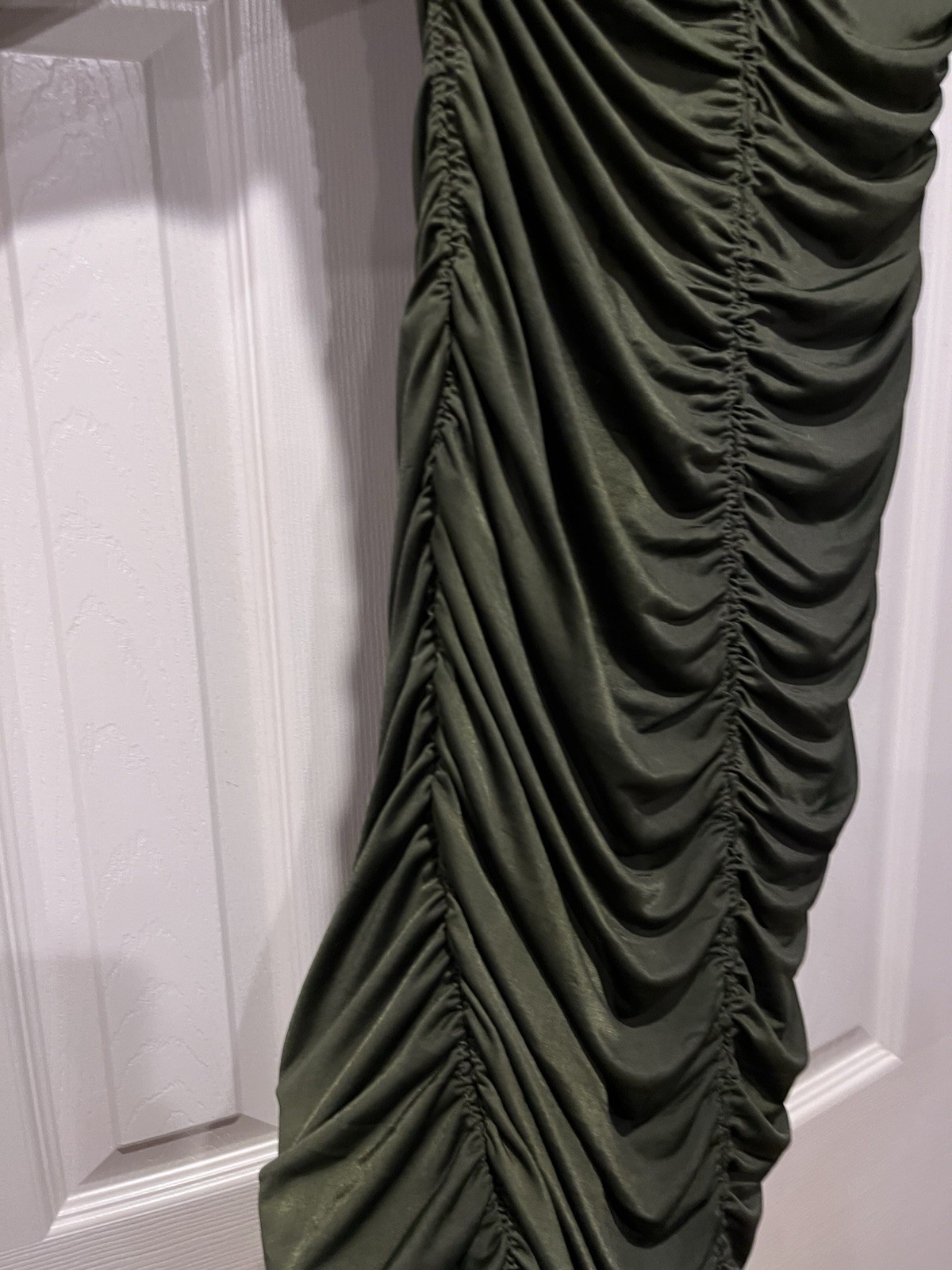 Maxi Rouched Body Con Dress Women S Olive Green Fairy Mermaid Goth Witchy