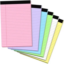 Small Legal Pads 5X8 Colored, 6 Pack Note Pads 5X8, Perforated Pink Legal Pad Co