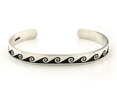 Hopi Cuff Bracelet Sterling Silver Authentic Authentic Signed Steven Sockyma