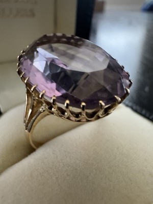 Spektakulärer Vintage 16k europäischer Gold Amethyst Cocktail Ring - ~16ct - Größe V/63