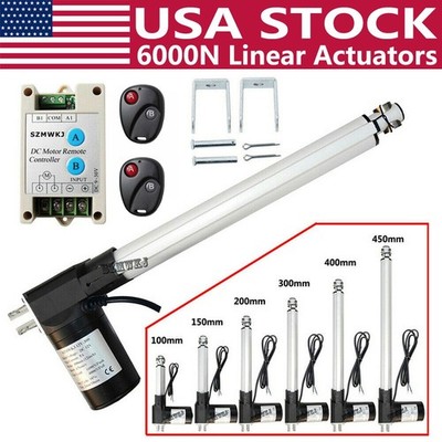 12V Linear Actuator W/ Remote Controller Electric DCMotor 6000N 1320lbs Max Lift