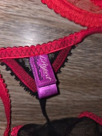 L'Agent by Agent Provocateur size 34C/ M Demi Lace Bra Sheer Thong panties Set