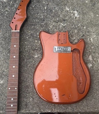 Vintage 1960s Guitar Body And Neck Orange Teisco, Harmony, Delta, Sears
