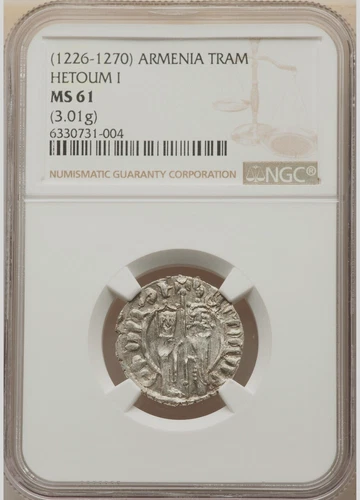 ARMENIA Cilician Hetoum I 1226-1270 Silver Tram NGC MS61