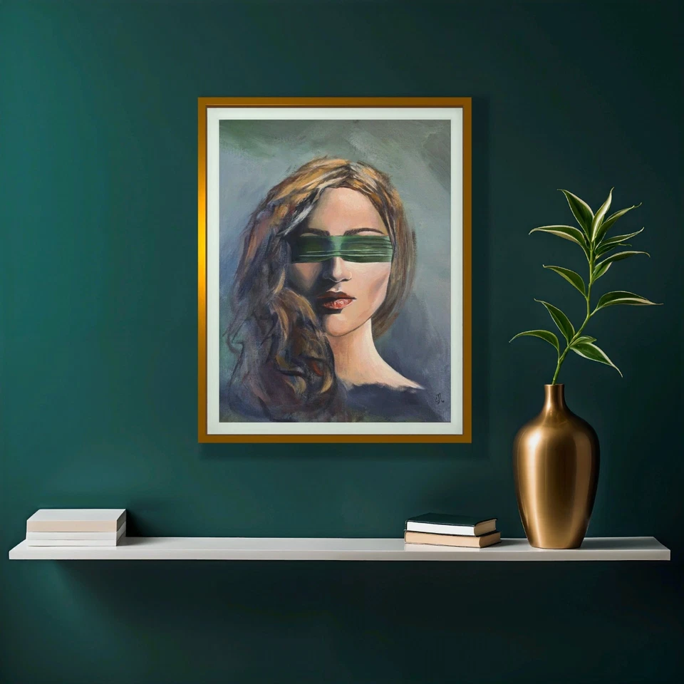 Pintura original. Retrato moderno de una mujer. Lienzo pintado a mano. 11x14". Certificado de autenticidad Foto 3 de 4