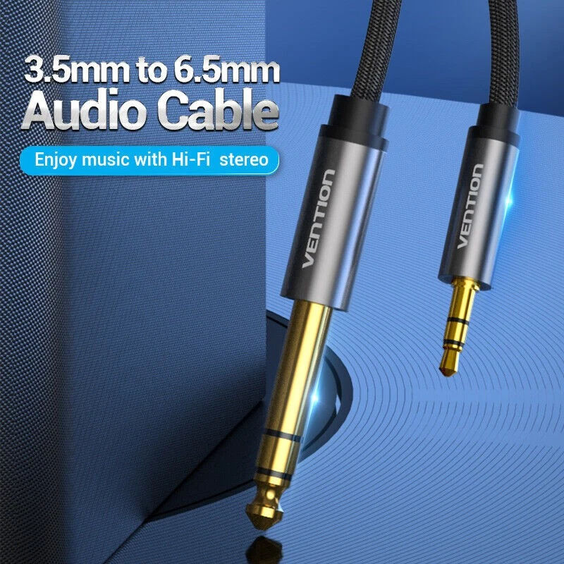 6.35mm 1/4 Male to 3.5mm 1/8 Male TRS Stereo Audio Cable Speaker Guitar Amp iPod - Image 3 of 4