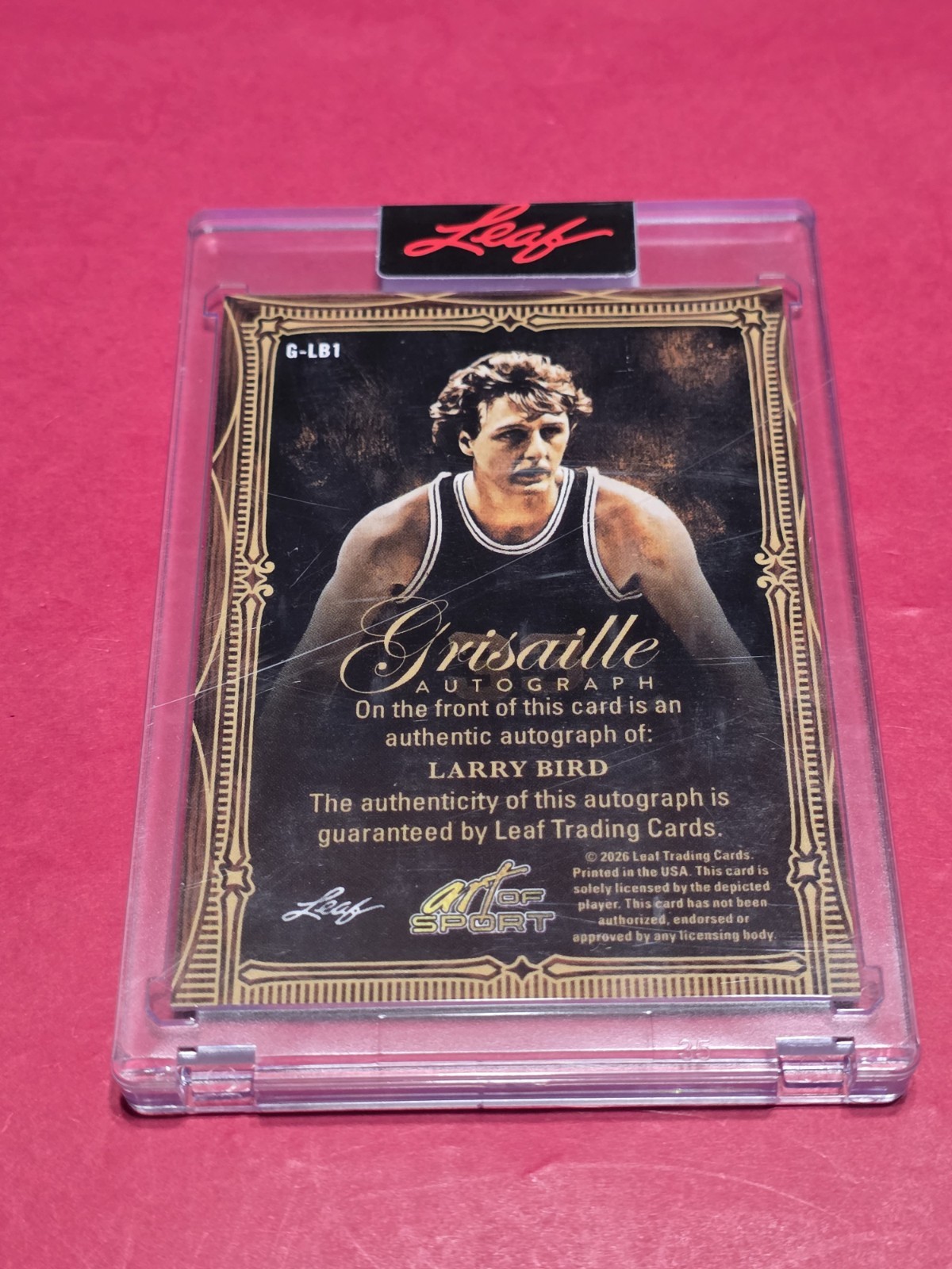 2026 LEAF ART OF SPORTLARRY BIRD 1/1 Grisaille AUTO Celtics Autograph  view 2