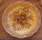 BEAUTIFUL VINTAGE CARNIVAL GLASS FLOWERS DISH, POSSIBLY FENTON?